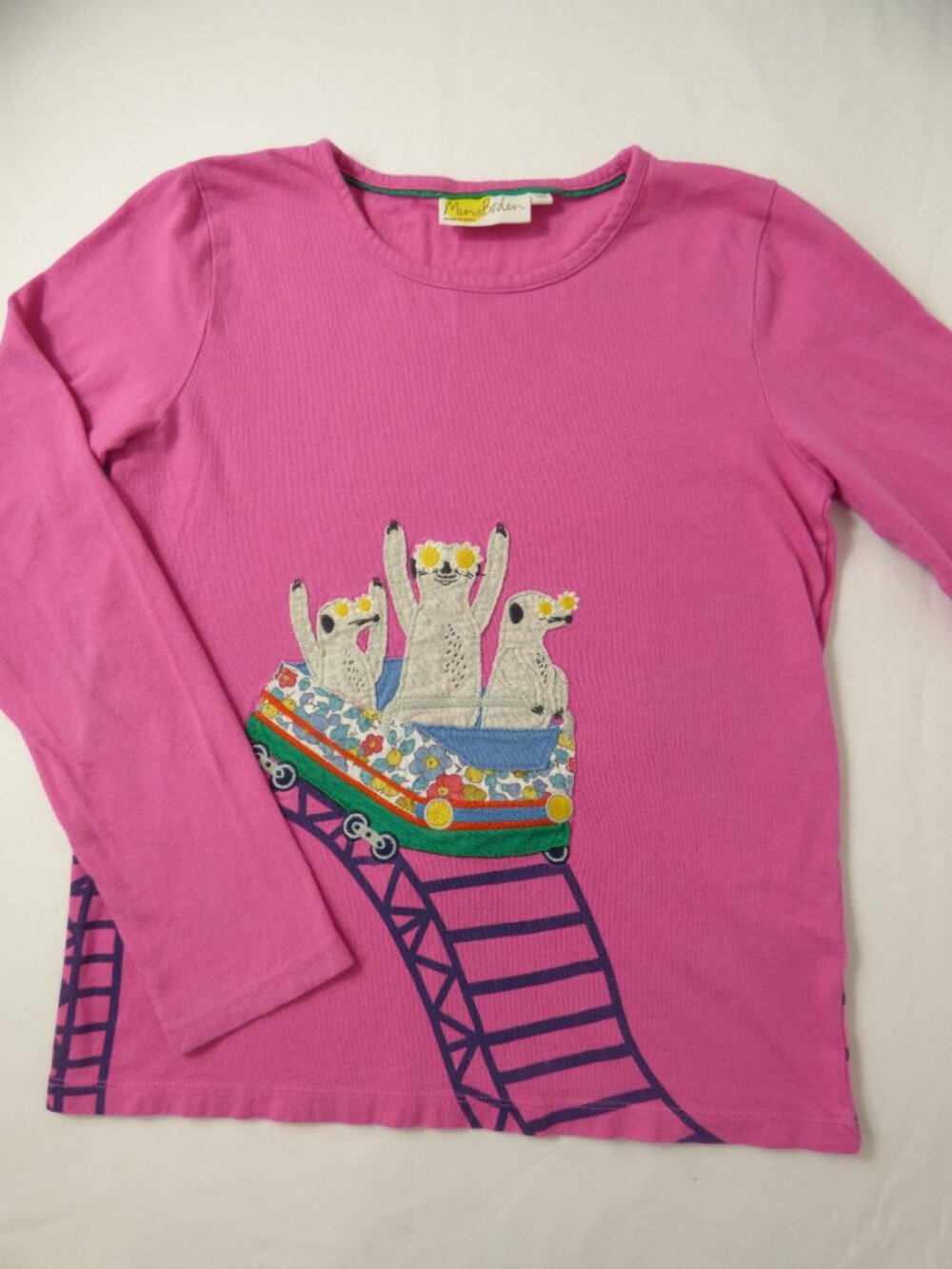 Mini Boden Girls' Shaggy-Lined Hoodie, Applique T-Shirt, & Stripe Shirt Set - Picture 5 of 11